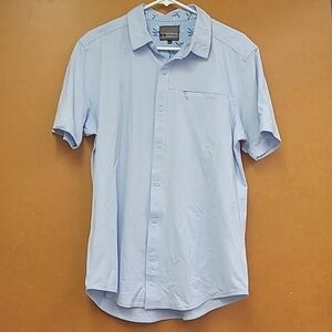 Burnside Size M Baby Blue Short Sleeve Button Down Shirt